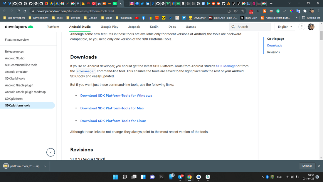 Official website for downloading SDK Platform Tools