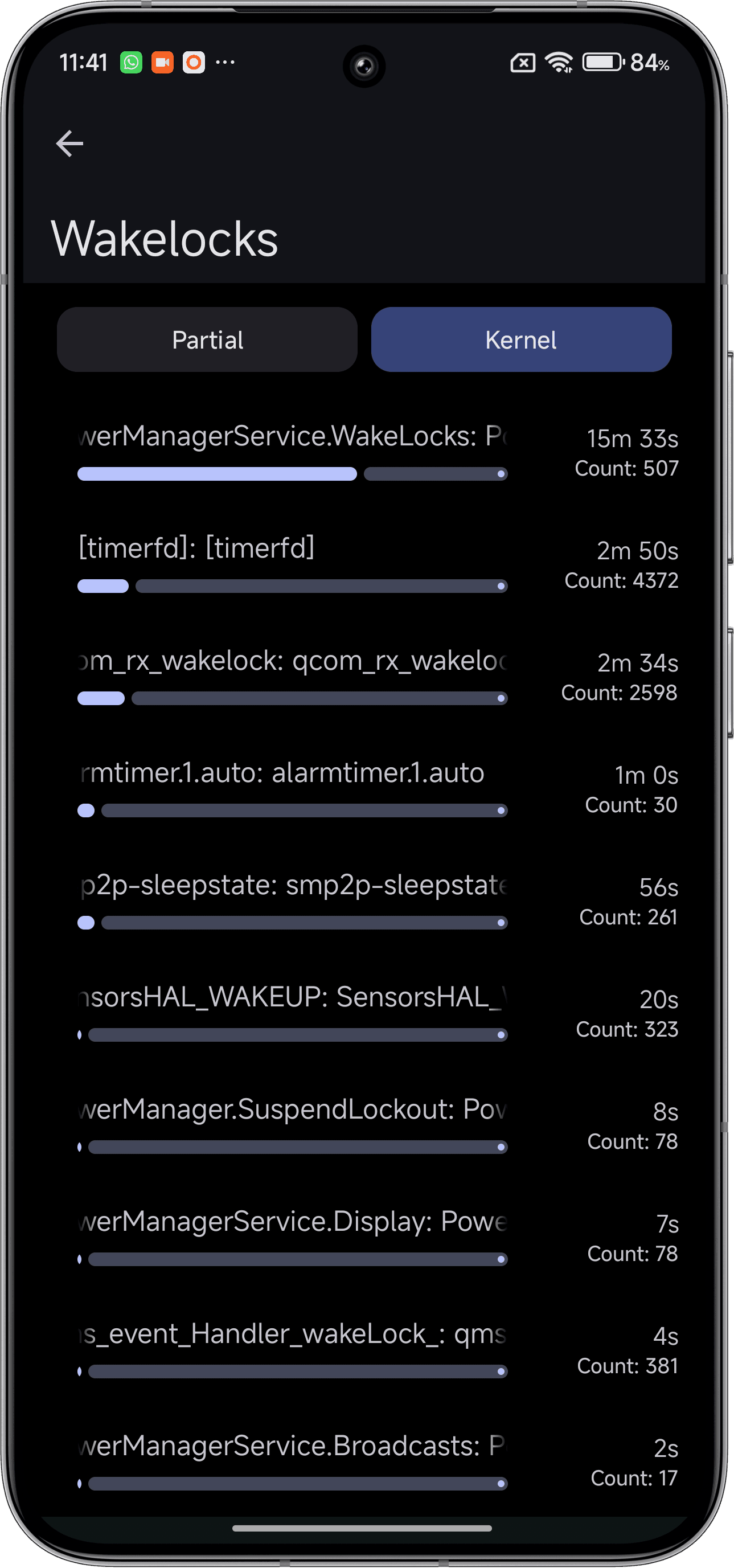 Kernel wakelocks